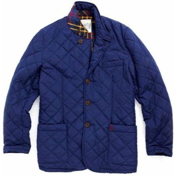 Joules Other - Joules SMALL Mens Hillwood Navy Blue Quilted Jacket Edinburgh Plaid Lining